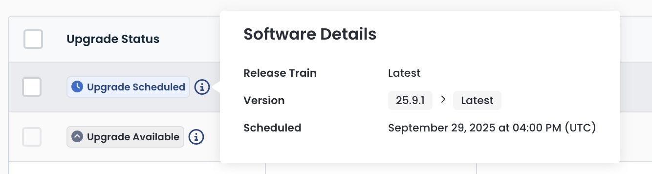 Software Release Information for Service Upgrades