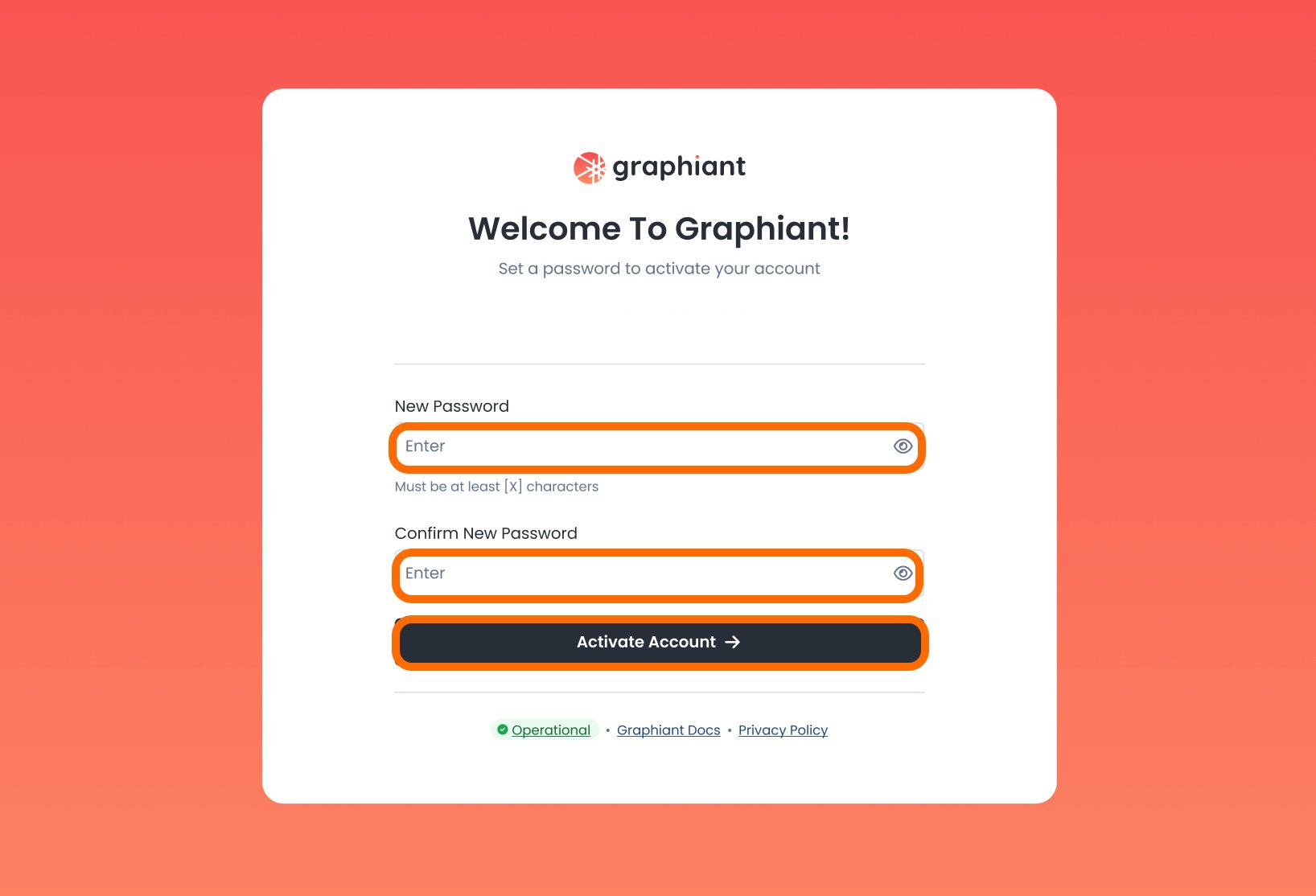 Account activation page with password fields and an activation button.