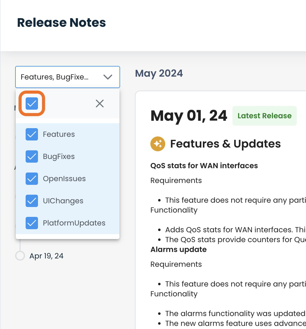 Release Notes in the Graphiant Portal