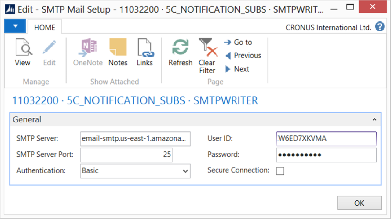 SMTP Writer Setup
