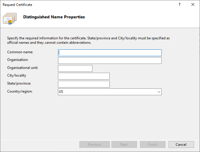 IIS Request Certificate Request Page