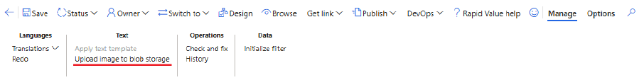 Instructions for uploading images to blob storage with highlighted text.