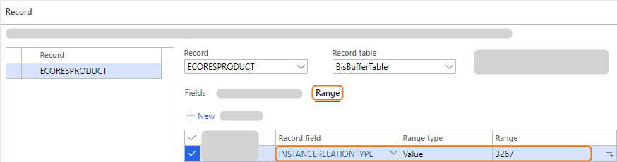 Record details showing fields and values in a database interface.