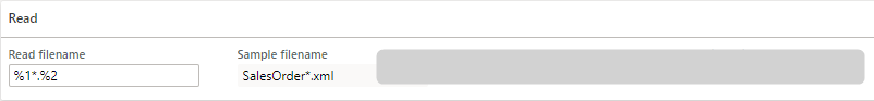Input fields for reading a filename and a sample filename in a software interface.