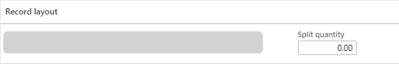 Input fields for record layout and split quantity in a software interface.