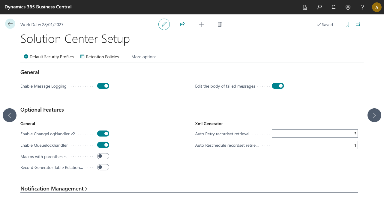 Solution Center Setup