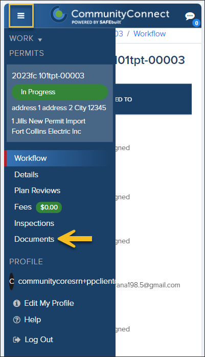 CommunityConnect Mobile, Permit, Menu, Documents.png