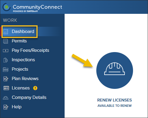 CommunityConnect, Dashboard, Renew Licenses Widget.png