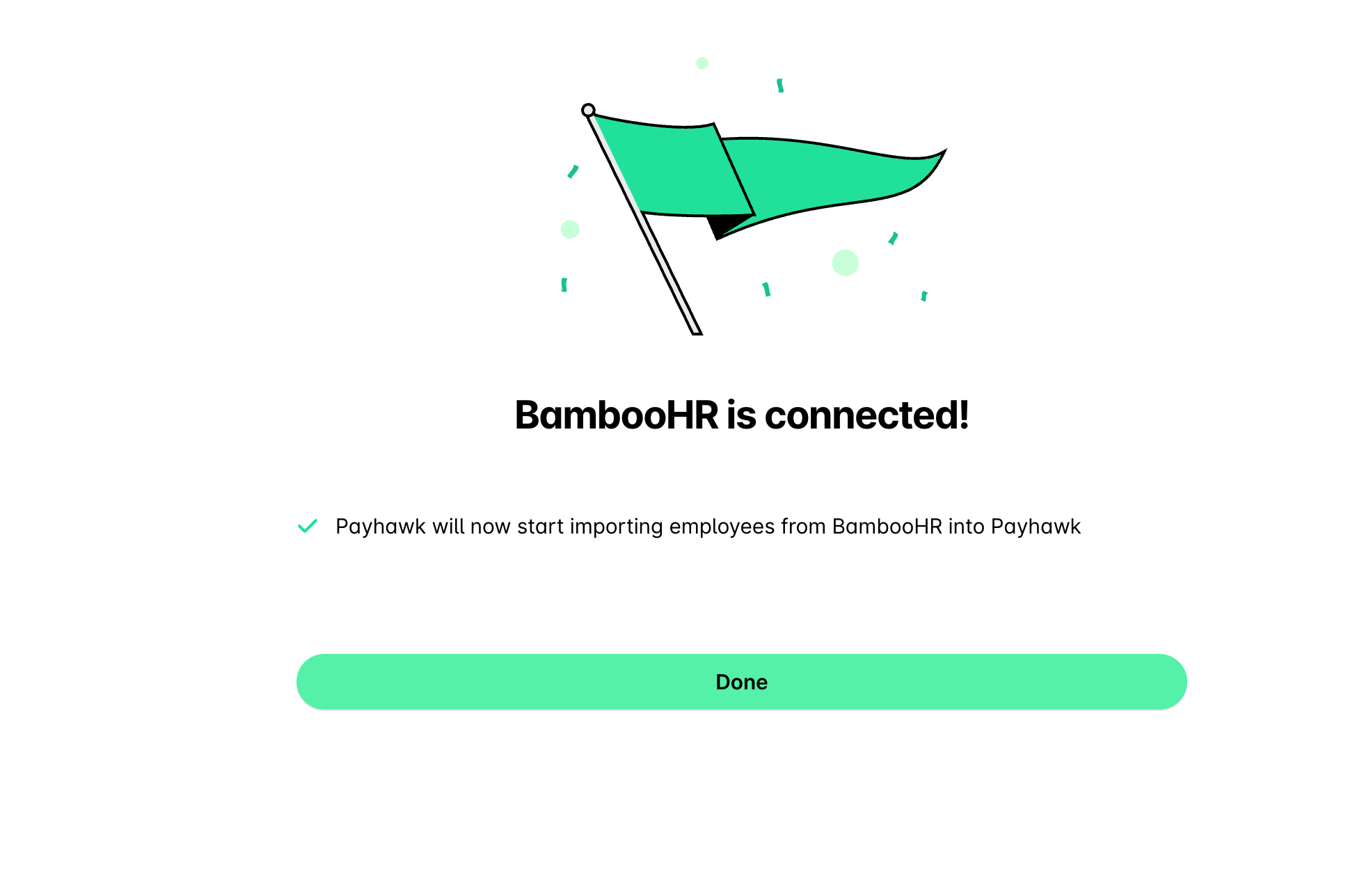 BambooHR is connected confirmation screen