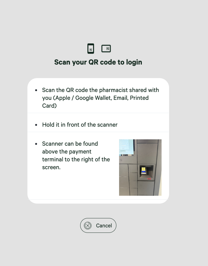 How can customers log in at the vending devices?