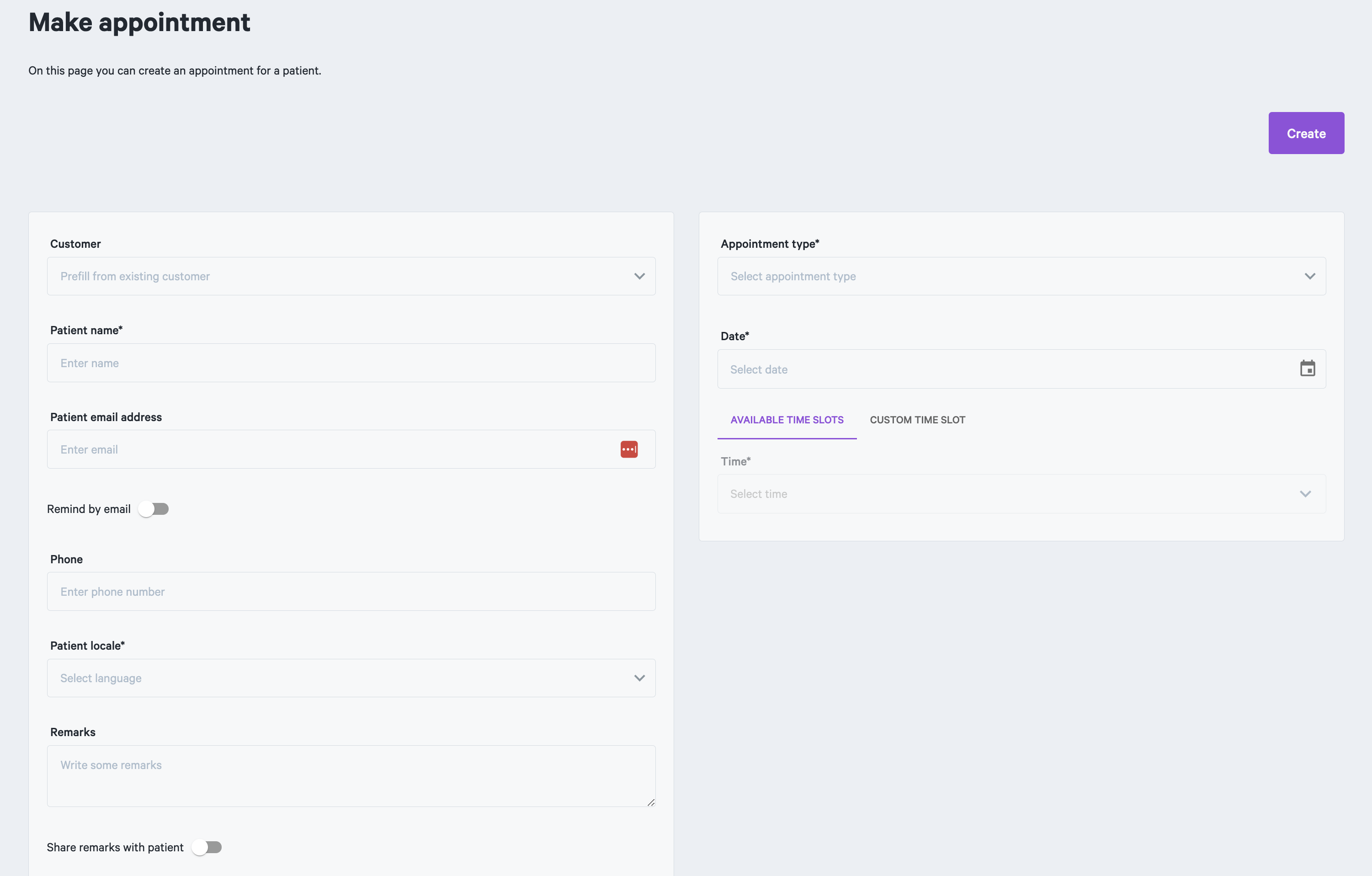 How do I create appointments (for patients)?