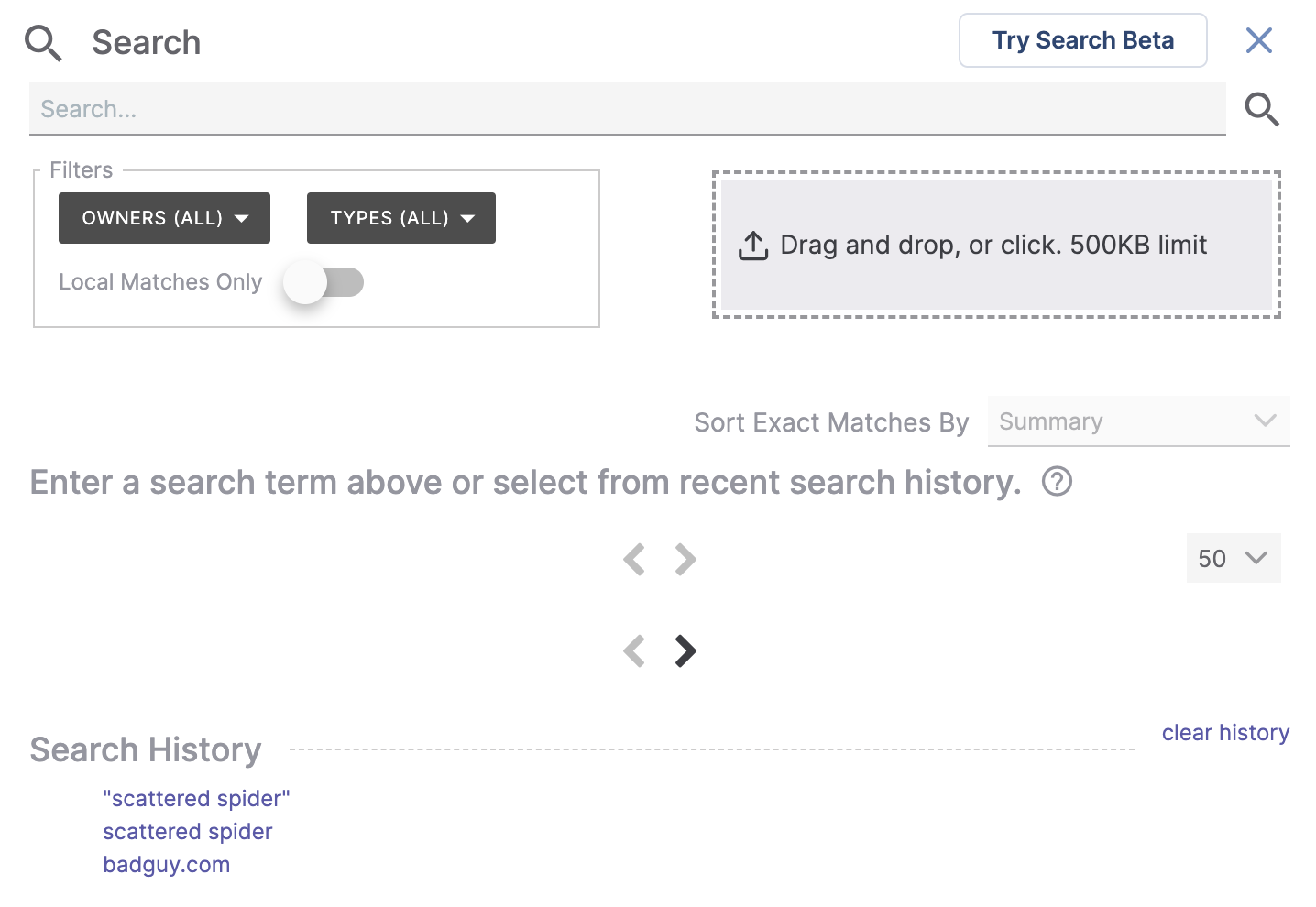 Figure 1_Searching in ThreatConnect_Legacy_7.6.0