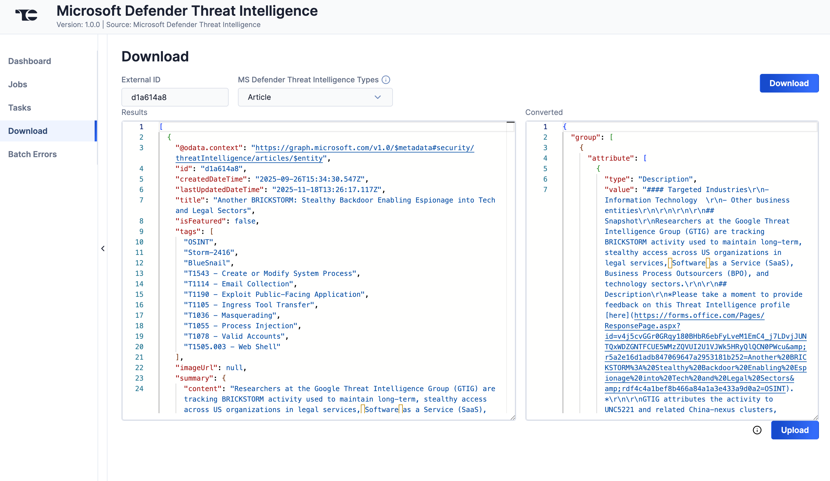 Figure 6_Microsoft Defender Threat Intelligence Integration User Guide_Software Version 1.0.0