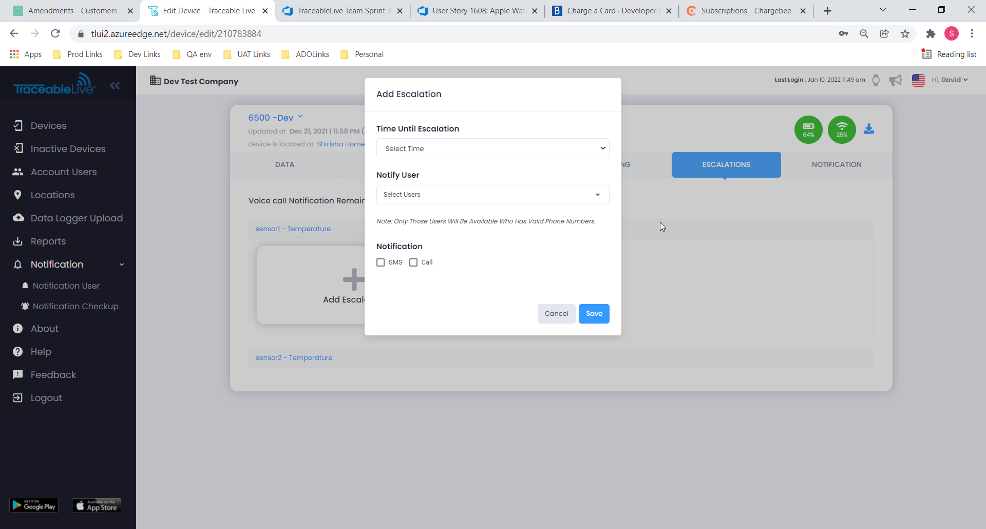 Escalation Manager - Notification Settings