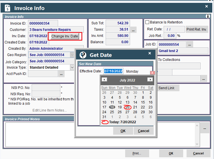 Change Invoice Date