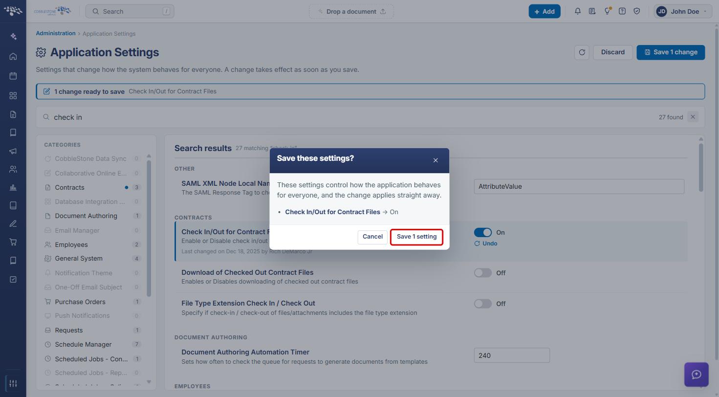 Save these settings confirmation with Save 1 setting highlighted