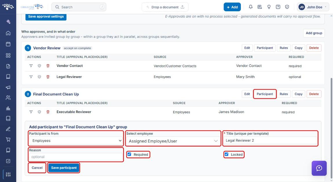 Add participant form