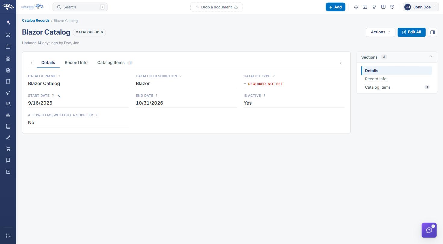 Catalog record Details tab