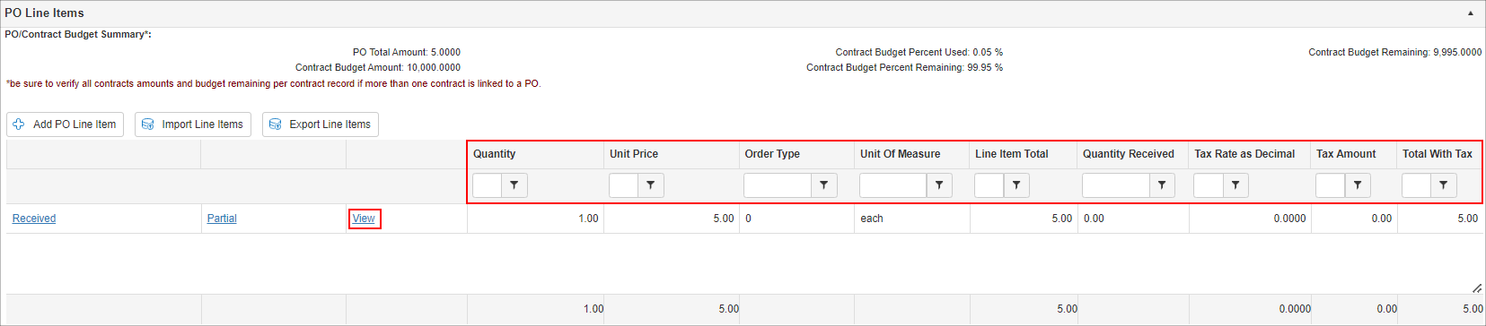 You can sort individual columns on the PO Line Items grid by clicking