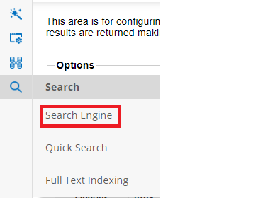 The Search Side Menu on the Configuration Management: Quick Search page