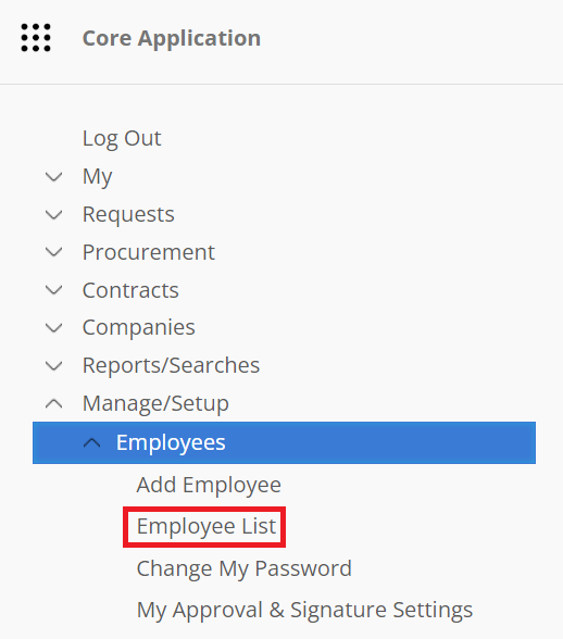 Image shows where to locate Employee List