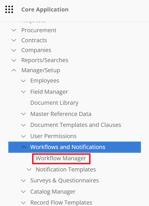 Navigation to Workflow Manager