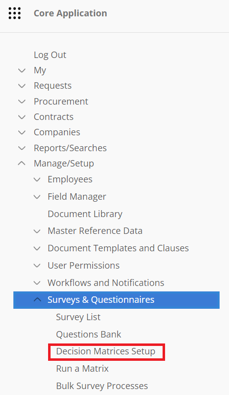 Decision Matrices Setup