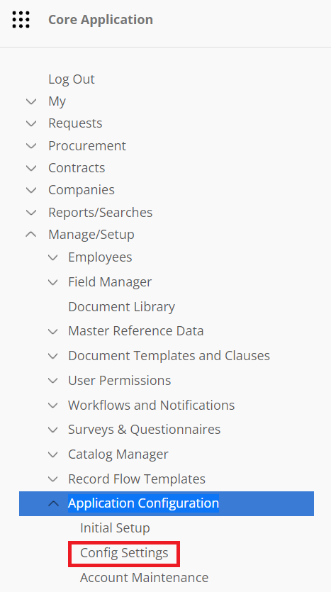 Application Configuration - Config Settings