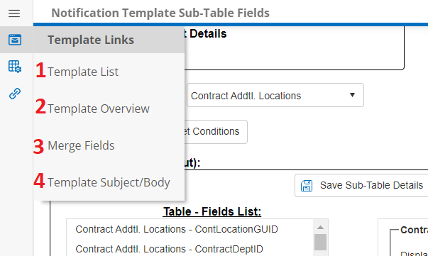Notification Template side menu
