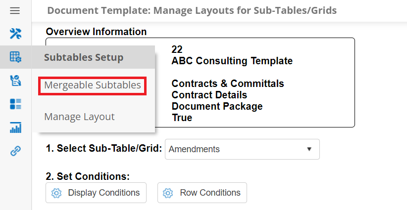 Mergeable Subtables on Subtables Setup Menu