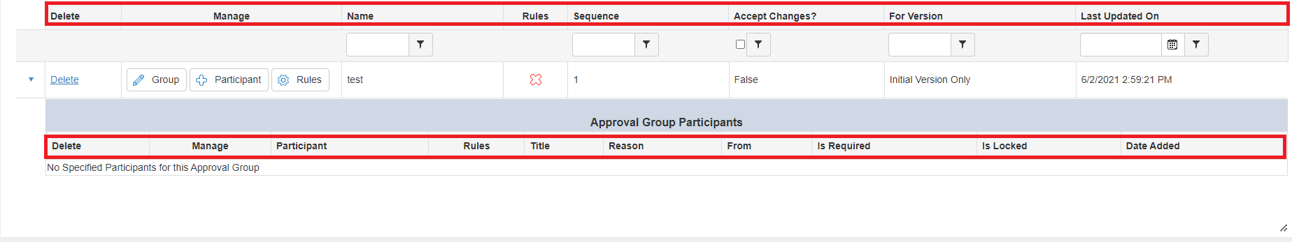 Grid for Approval Groups