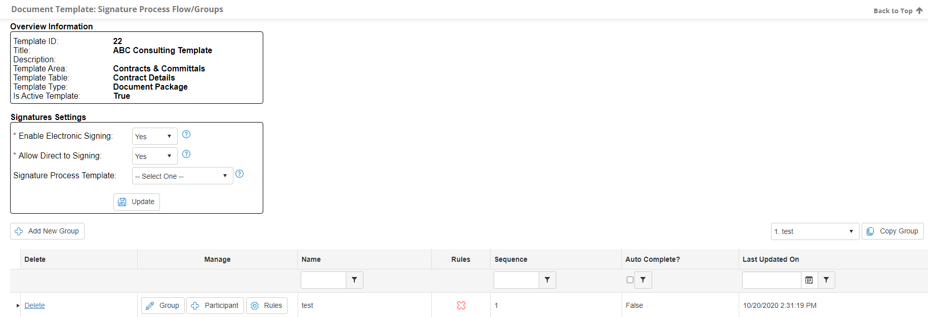 Signature Process Flow/Groups