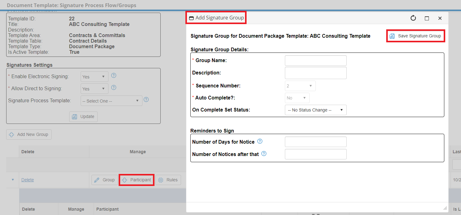 Add Signature Groups Modal