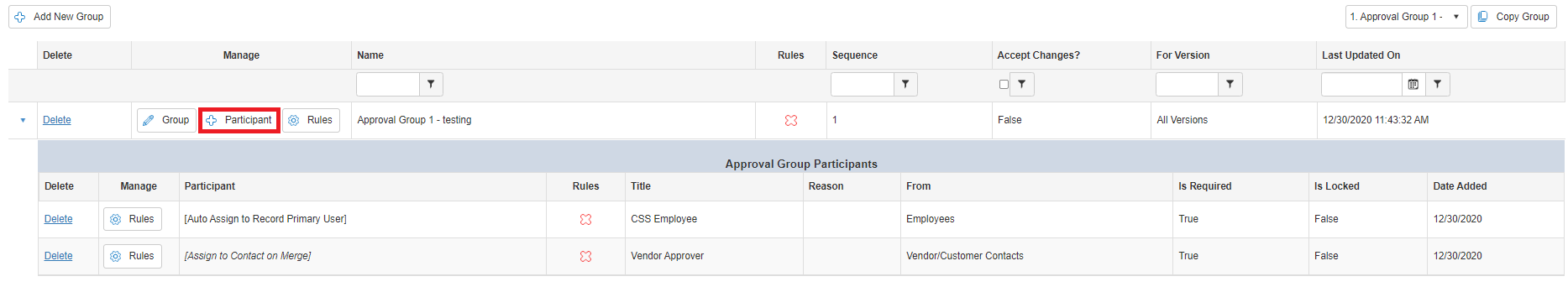 E-Signature Group with Participant