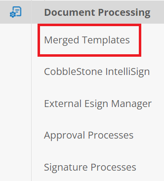 Merged Templates on Contract Details Side Menu