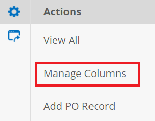 Click Manage Columns on the side menu