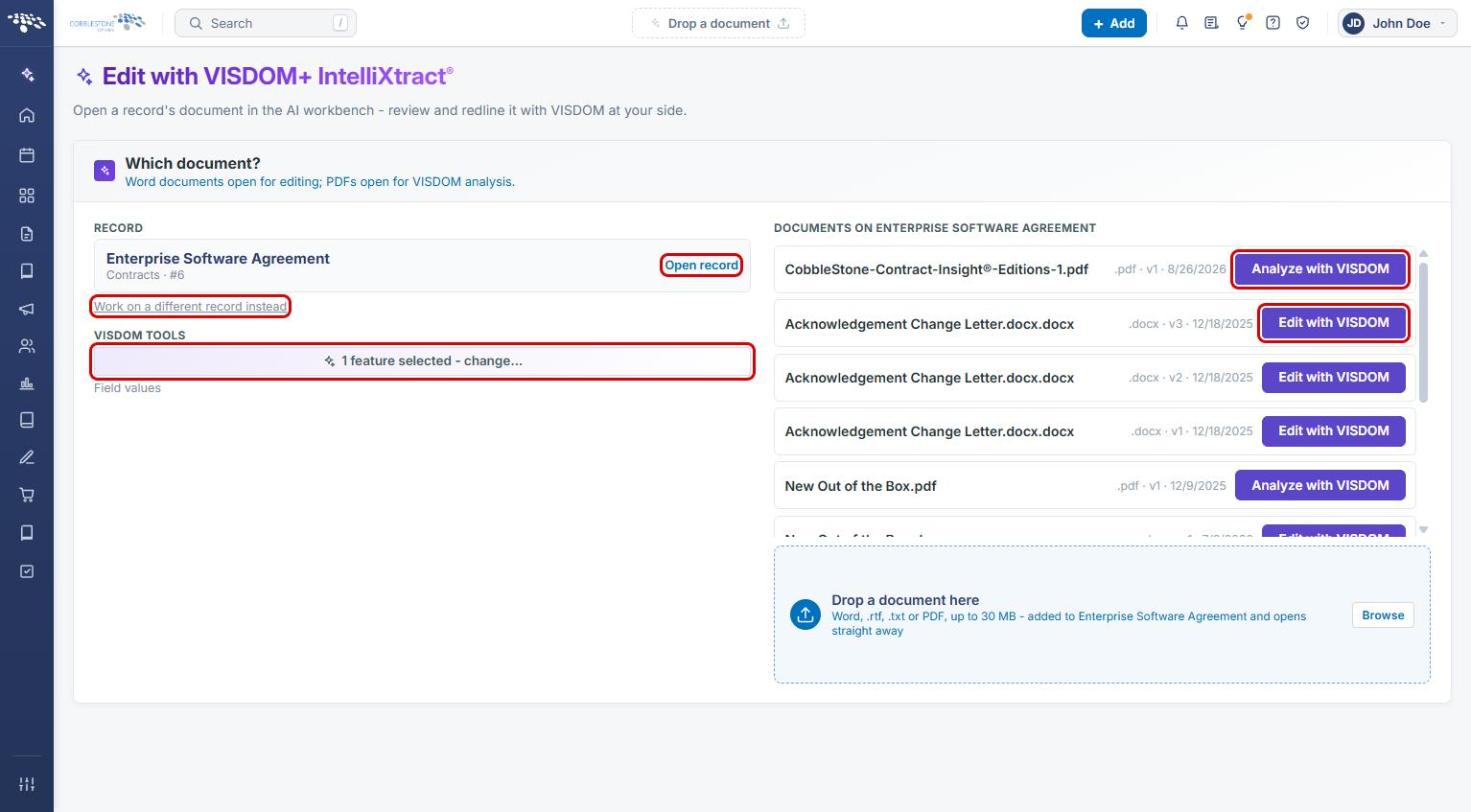 Which document page with VISDOM actions highlighted