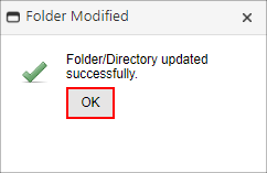 Folder Modified screen