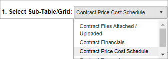 Subtable selection dropdown