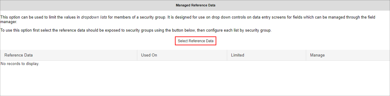 Select Reference Data