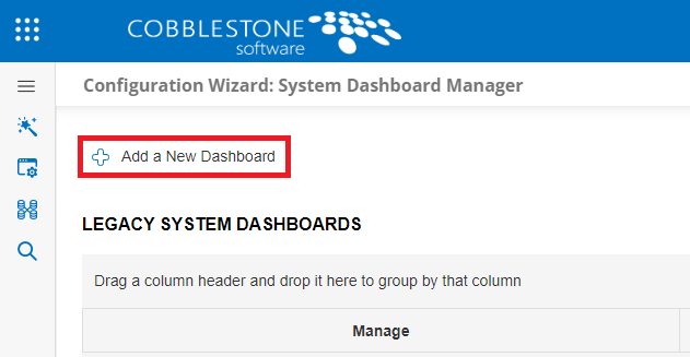 The Add a New Dashboard button is highlighted on the System Dashboard Page