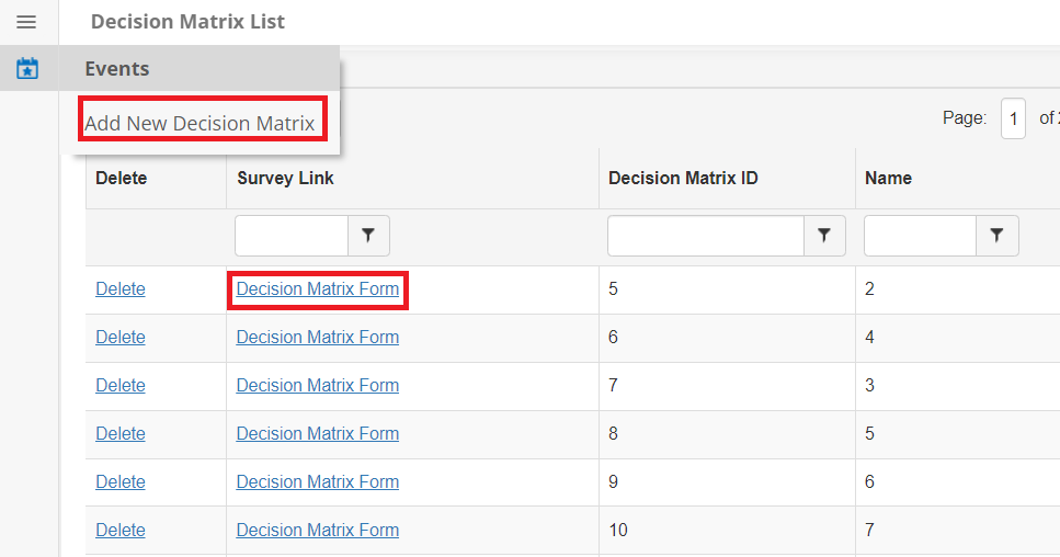 Decision Matrix Form