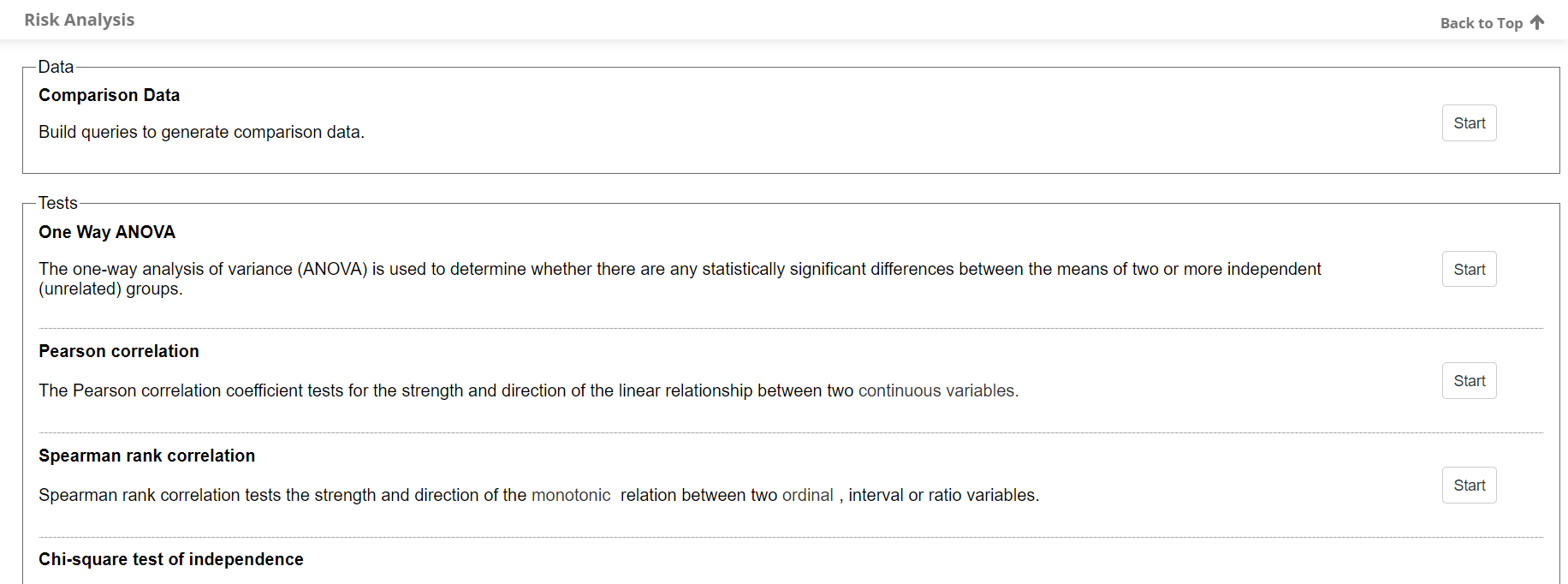 Risk Analysis testing tool