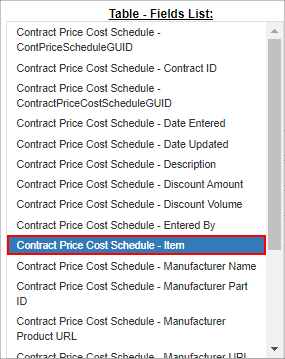 Available Fields List