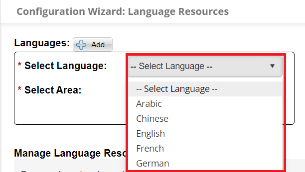 The Select Language Dropdown Menu is highlighted