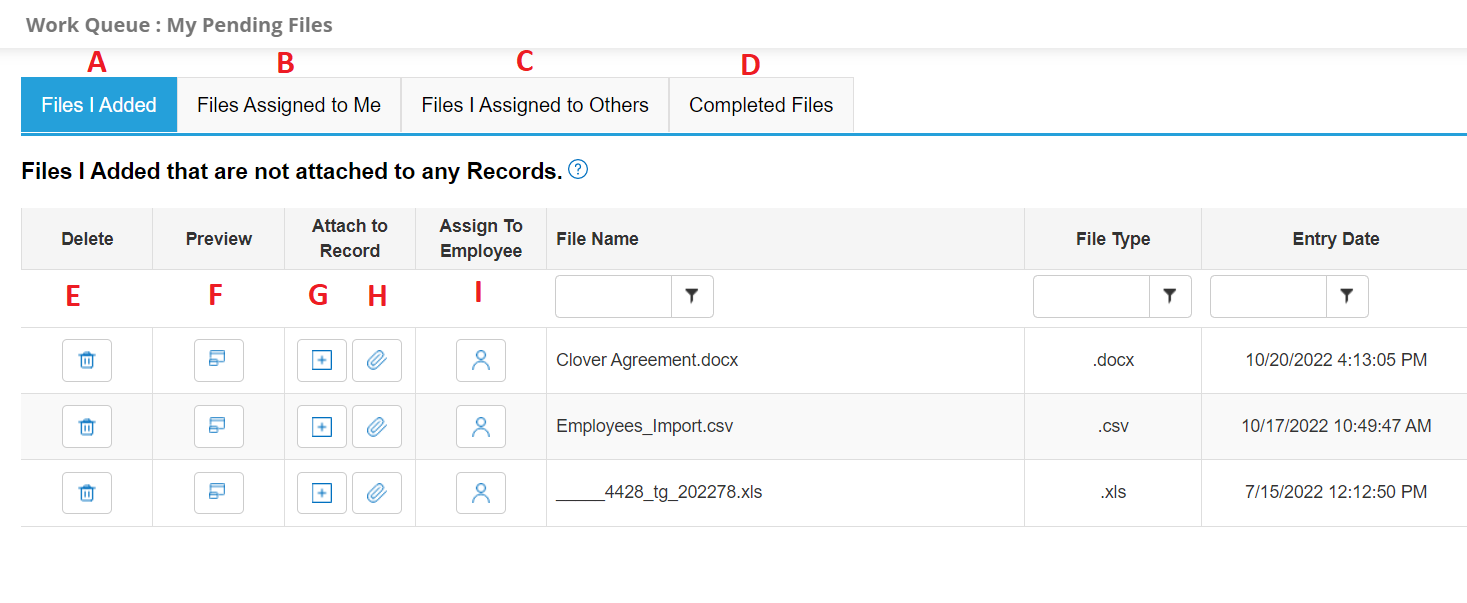 Workd Queue: My Pending Files