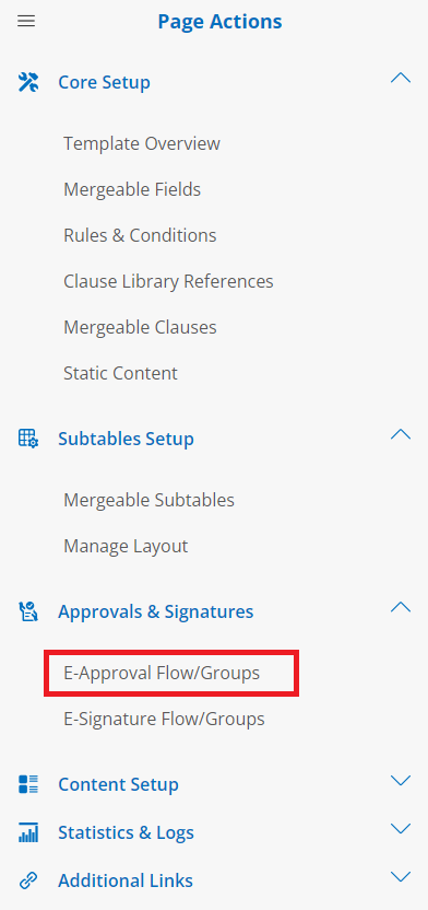 E-Approval Flow/Groups in Side Menu