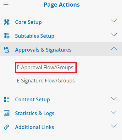 E-Approval Flow/Groups in side menu