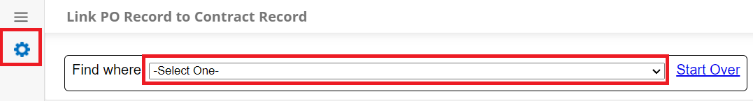 Link PO Record to Contract Record screen allows you to filter making it easier to find a Contract to link