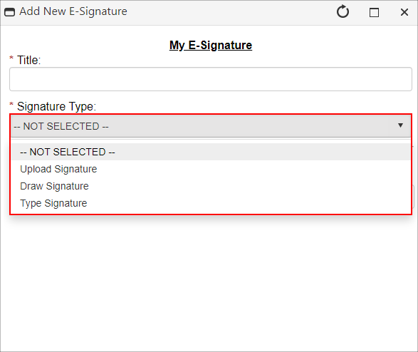 Signature Type Dropdown